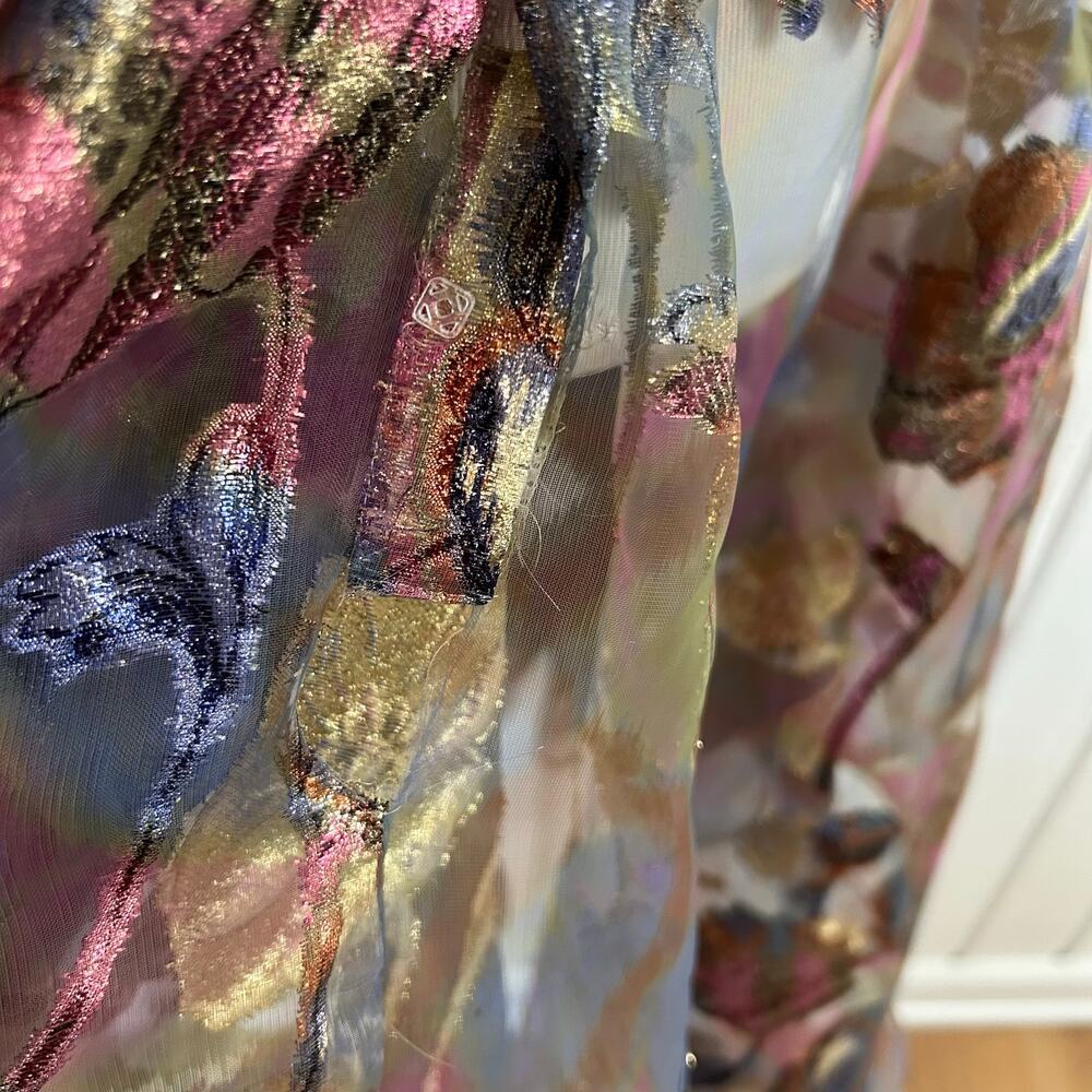 Vintage Victor Costa Organza Floral Coat Dress Designer Evening Formal Size 8 - Picture 10 of 13